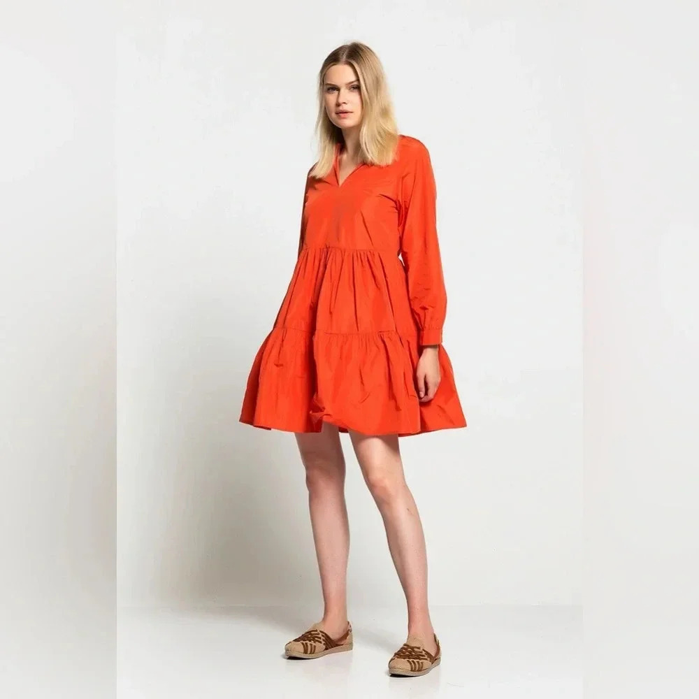 Felicite‎ Puff Sleeve Dress in Bright Orange Puff Sleeves size 1